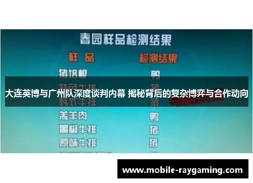 大连英博与广州队深度谈判内幕 揭秘背后的复杂博弈与合作动向