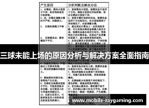 三球未能上场的原因分析与解决方案全面指南